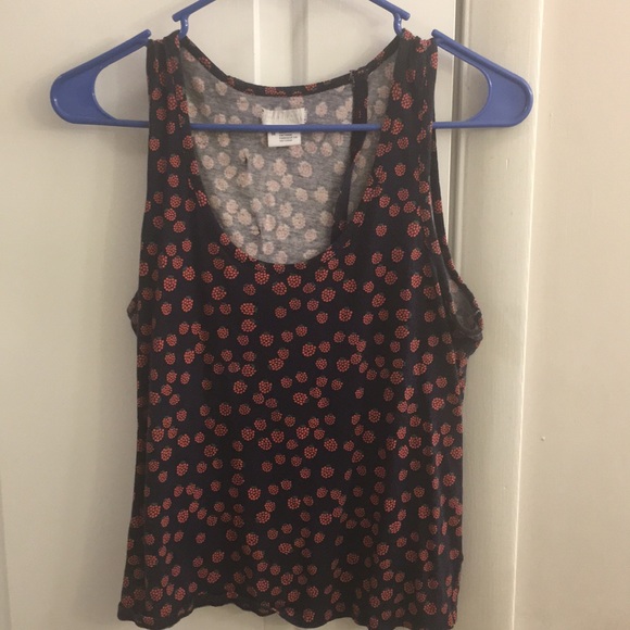 Dark blue w/strawberry pattern crop top - Picture 1 of 5